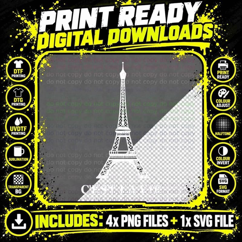 Minimalist Paris Shirt, C'est La Vie Chic European City Png SVG Digital Bundle