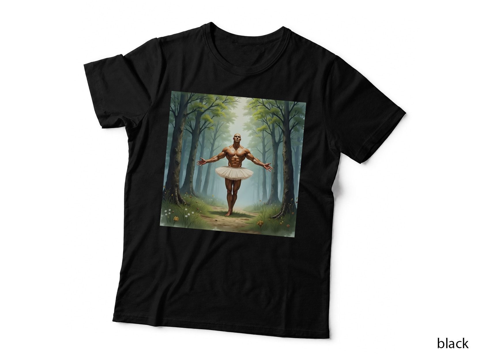 Muscular Bodybuilder in a Tutu T-Shirt