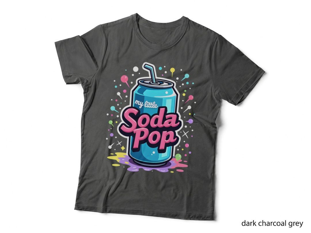 My Little Soda Pop Blue Green Can Confetti Musical Notes Vibrant T-Shirt