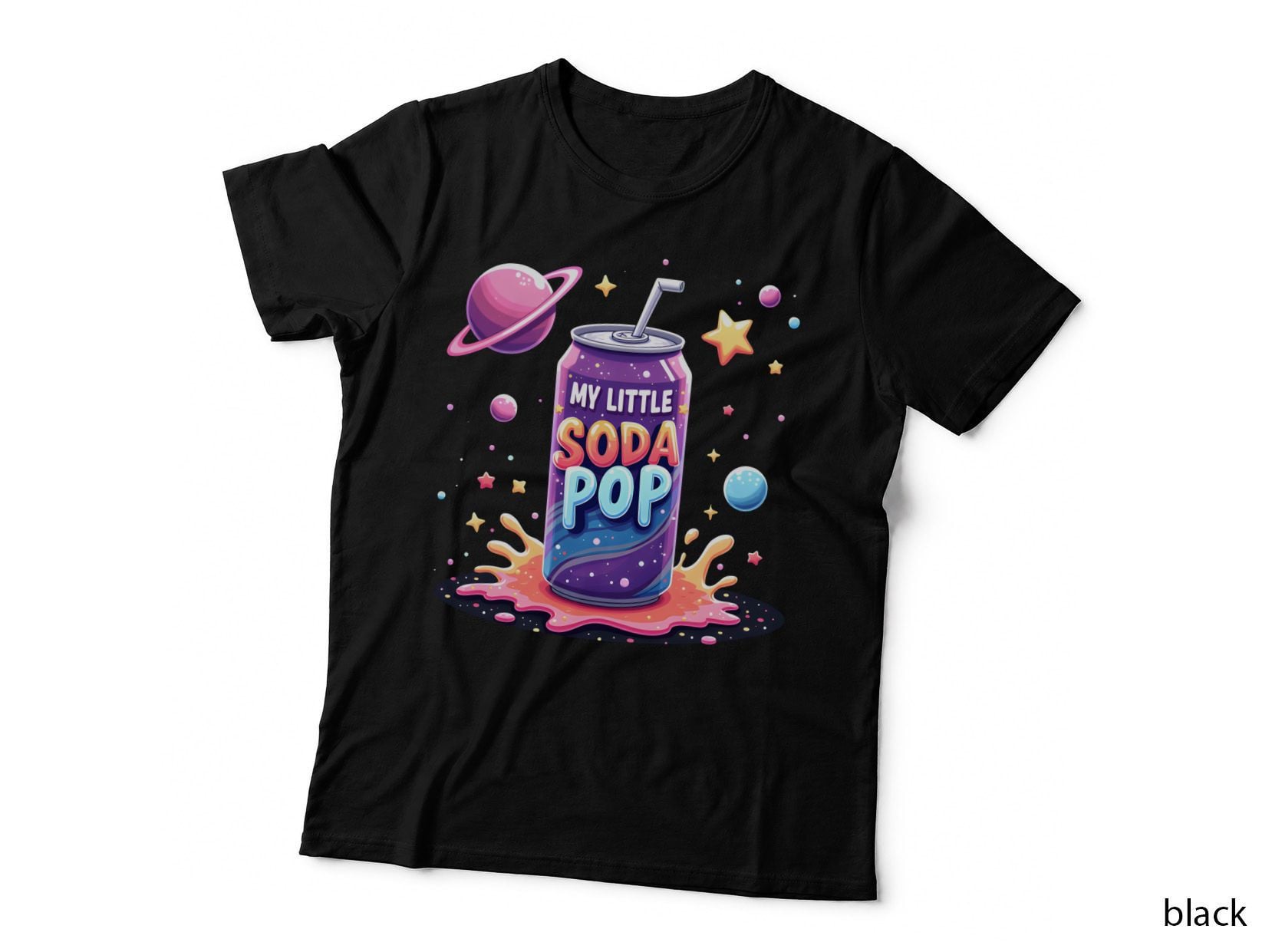 My Little Soda Pop Cartoon Purple Blue Gradient Can Quote Colorful T-Shirt