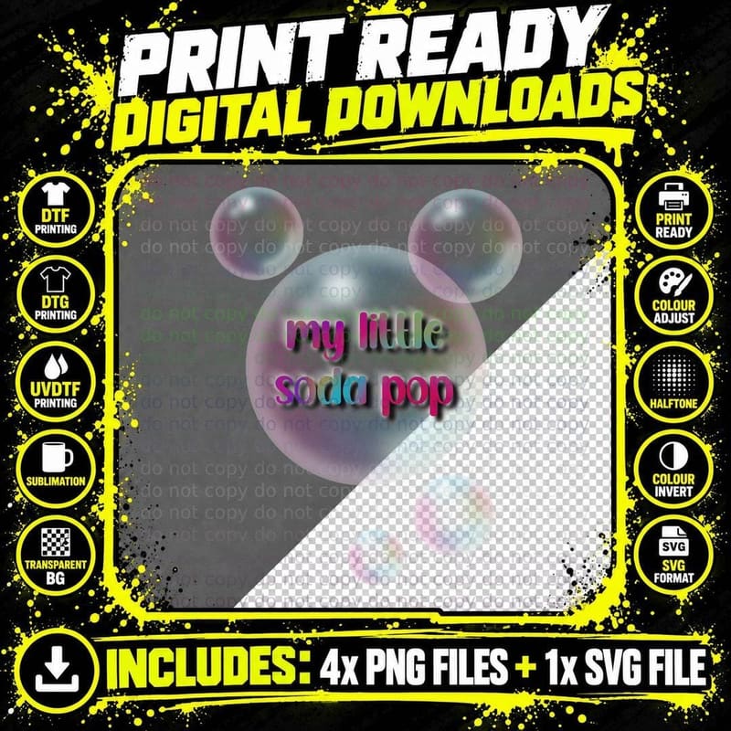 My Little Soda Pop Iridescent Bubble Rainbow Streaks Png SVG Digital Bundle