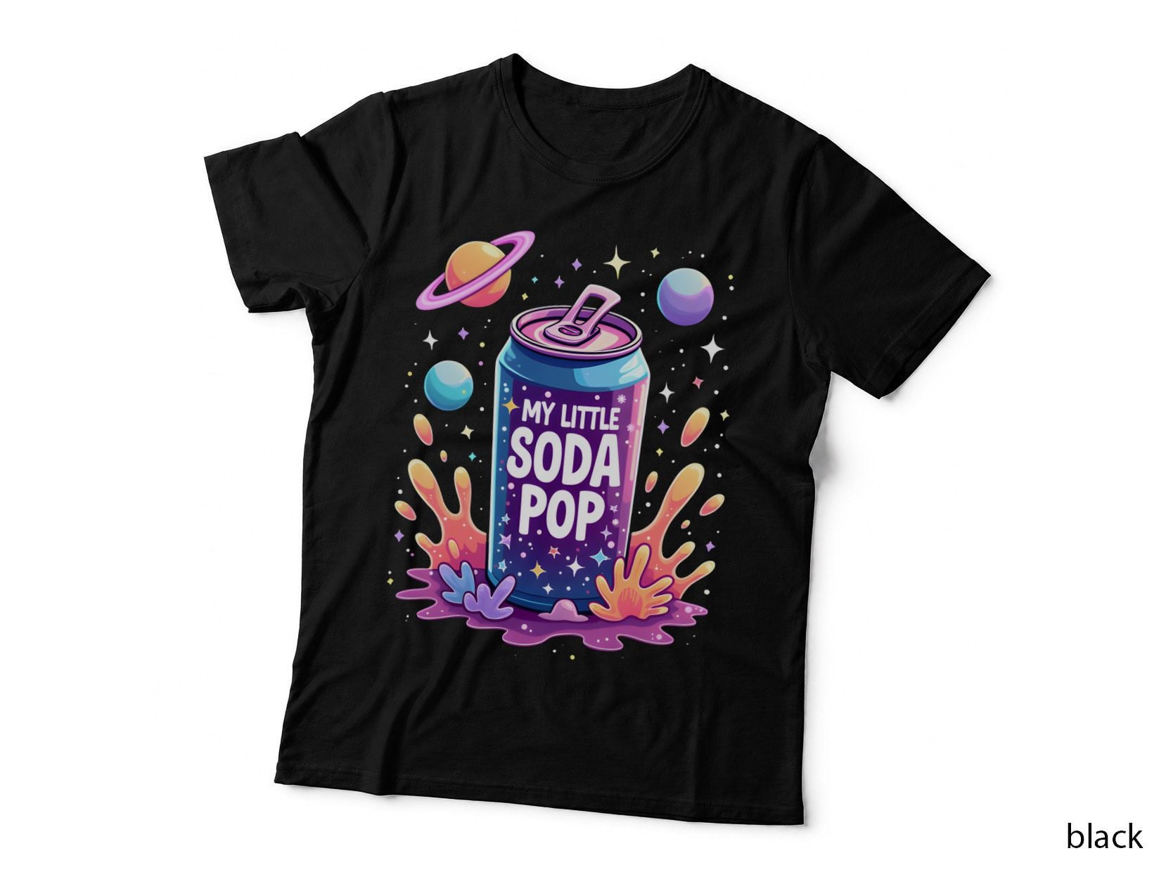My Little Soda Pop Purple Blue Gradient Can Colorful Splashes Stars T-Shirt