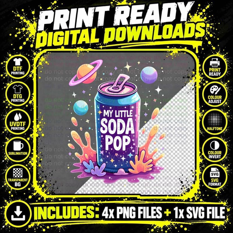My Little Soda Pop Purple Blue Gradient Can Colorful Png SVG Digital Bundle