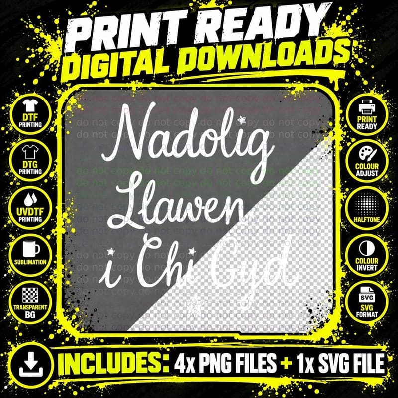 Nadolig Llawen I Chi Gyd T-Shirt Png SVG Digital Bundle