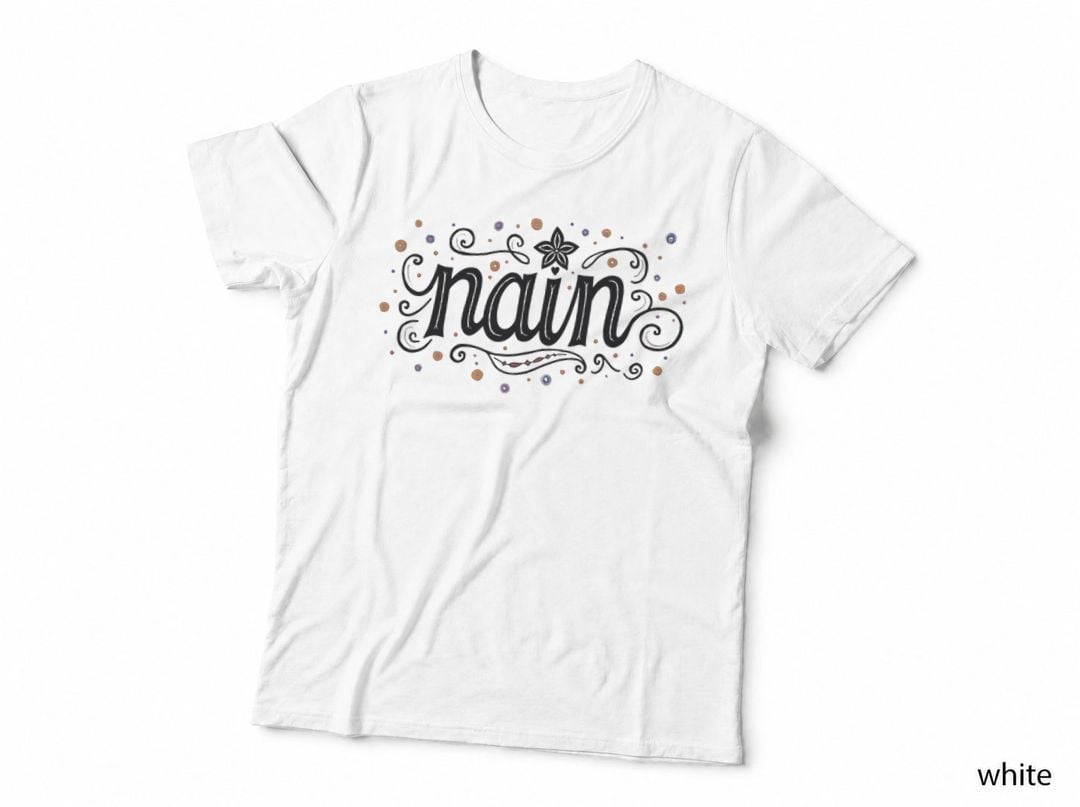 Nain Welsh Swirly Rainbow Whimsical Caru Cymru Cymraeg Happy Vibrant Art T-Shirt