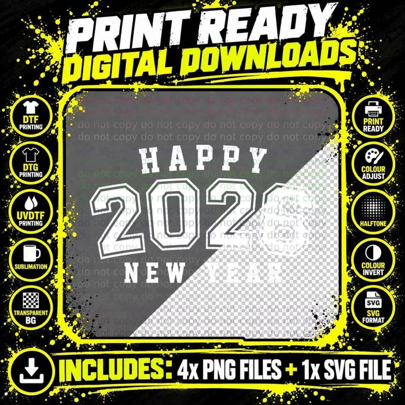 New Years Eve Party Supplies 2026 Fireworks Gift T-Shirt Png SVG Digital Bundle