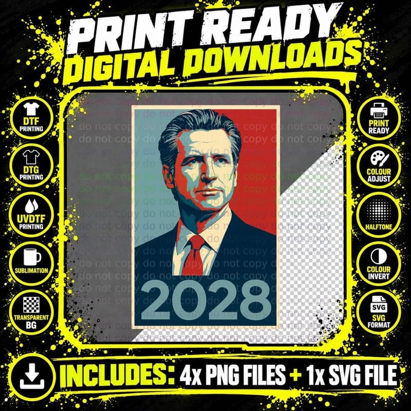 Newsom 2028 Gavin Newsom President 48 Election Campaign Png SVG Digital Bundle