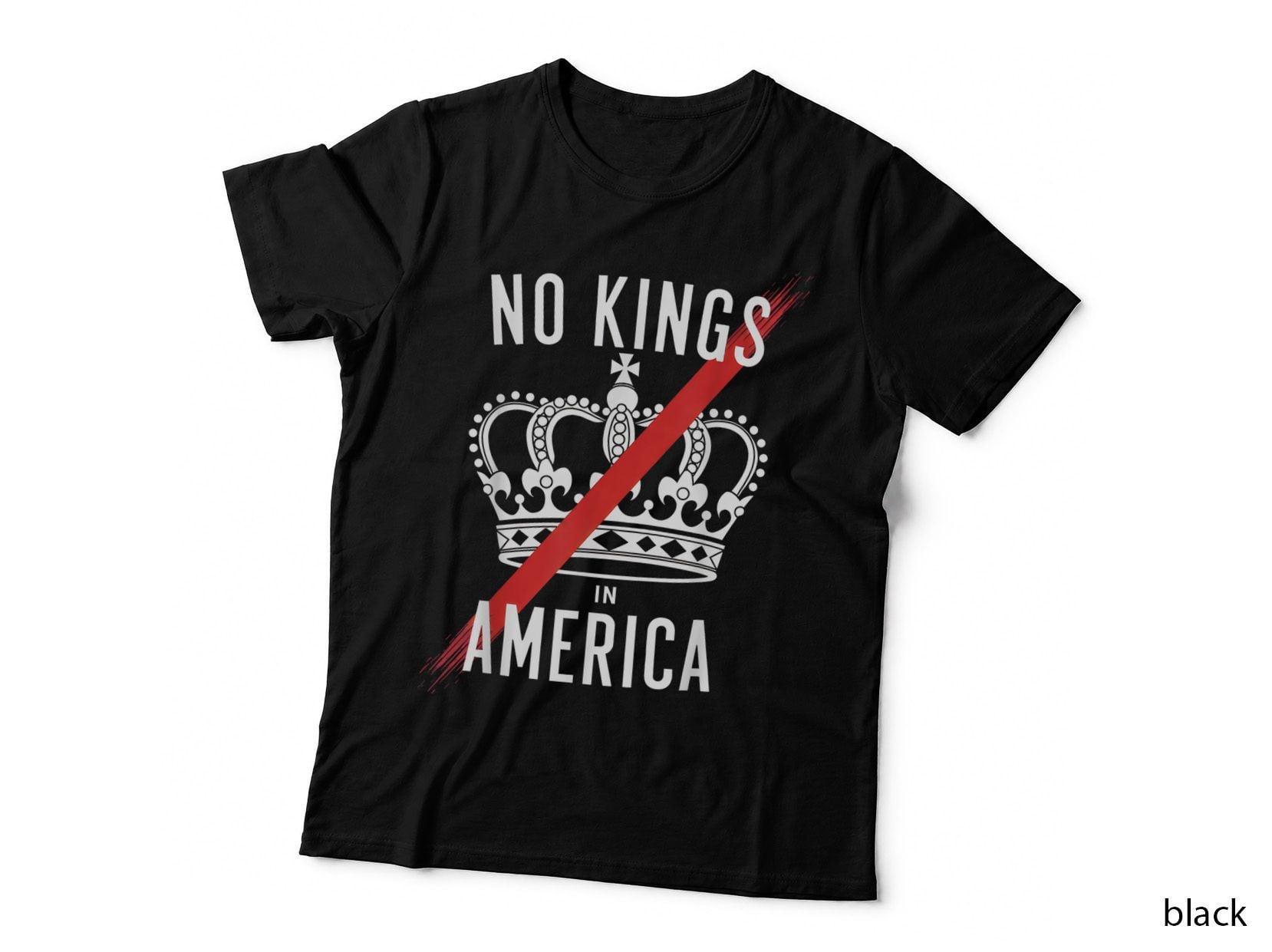 No Kings in America Crossed Out Crown Statement T-Shirt