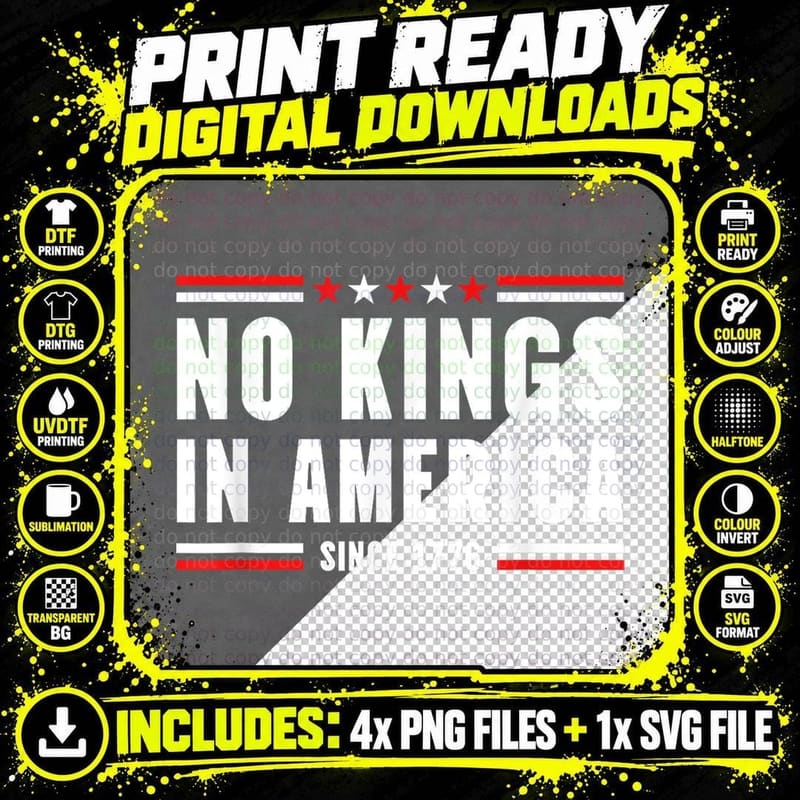 No Kings in America Since 1776' Patriotic T-Shirt Png SVG Digital Bundle