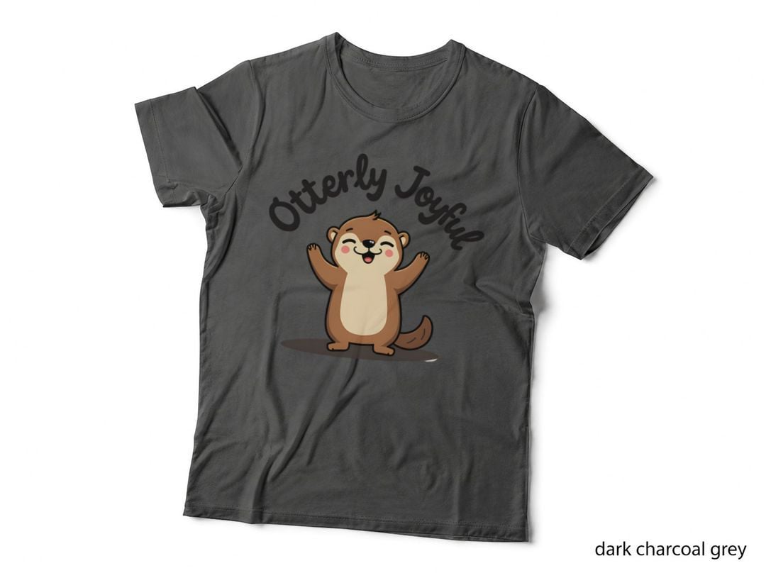 Otterly Joyful Smiling Otter Eyes Closed Playful Arc Cute Graphic T-Shirt