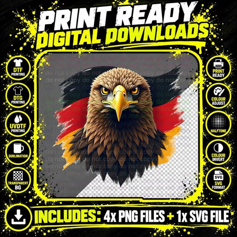 Patriotic German Flag Graphic, 5 Deutschlan T-Shirt Png SVG Digital Bundle