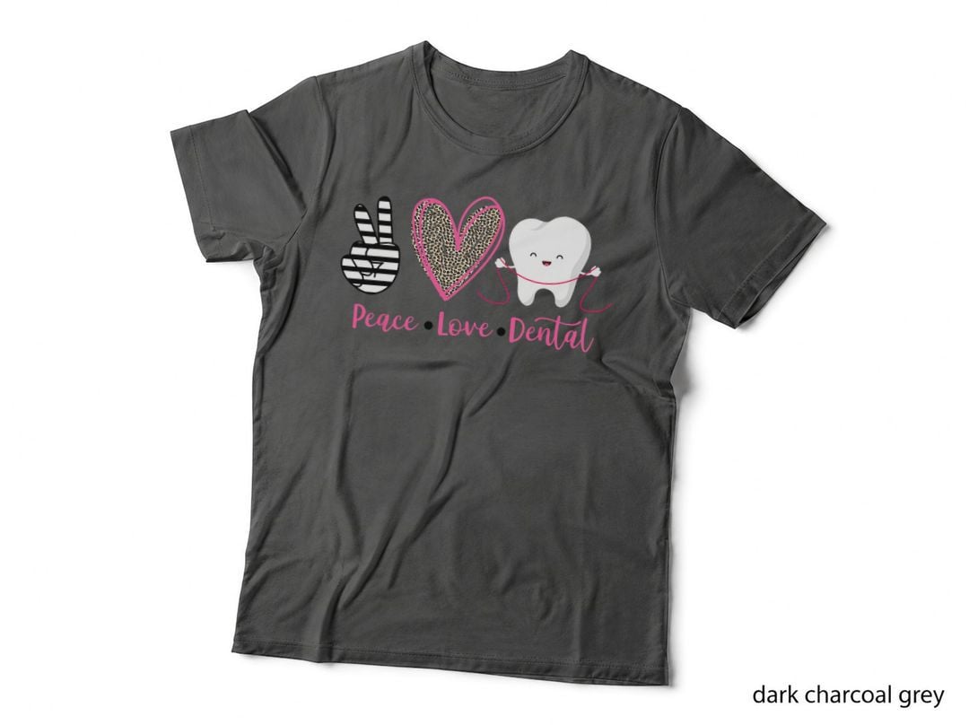 Peace Love Dental Leopard Heartth Cute Dentist Gifts T-Shirt