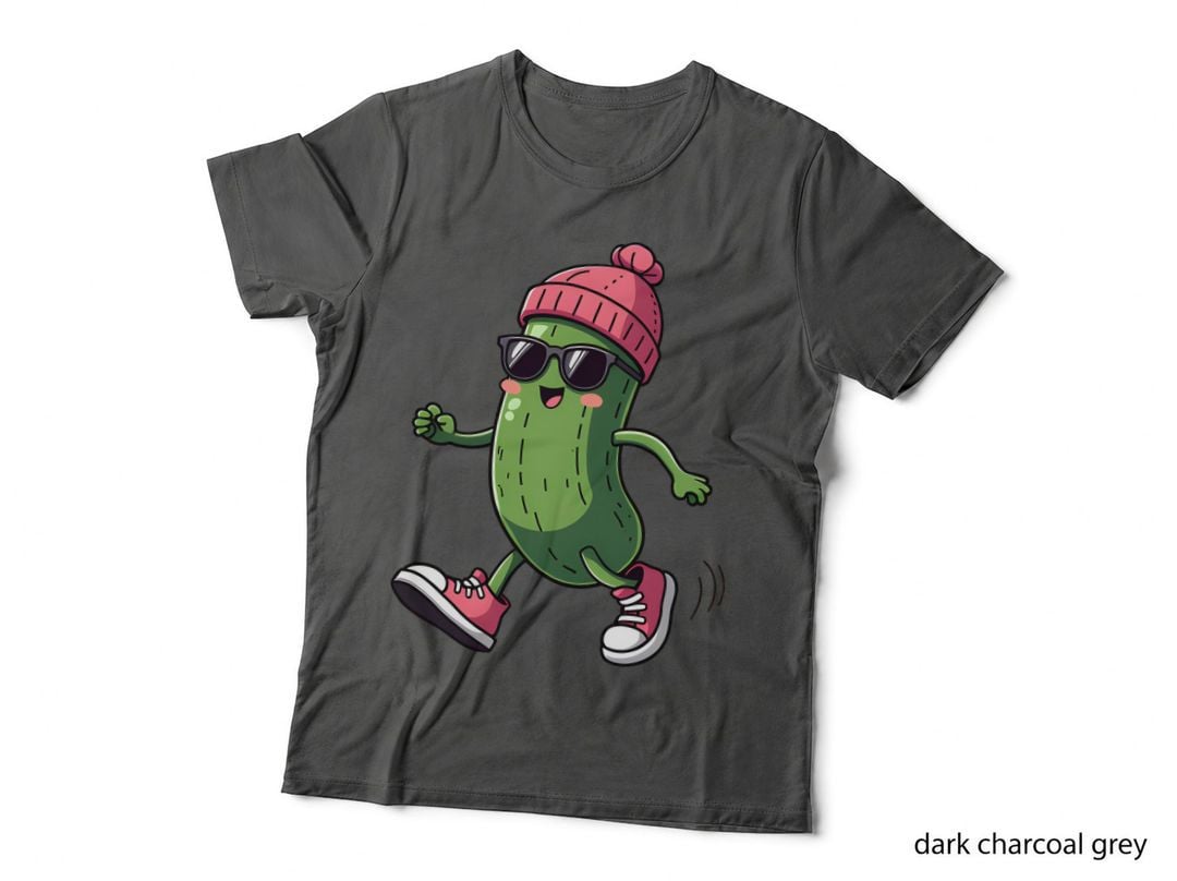 Pink Beanie & Sunglasses Cartoon Pickle Character Pink Sneakers T-Shirt