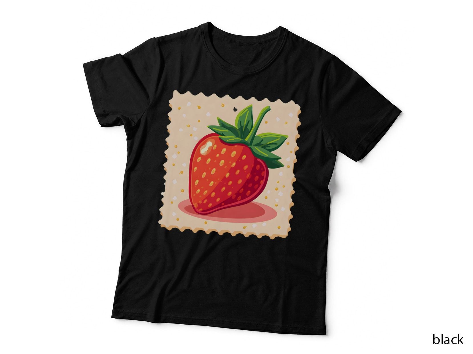 Playful Cartoon Strawberry Stamp T-Shirt