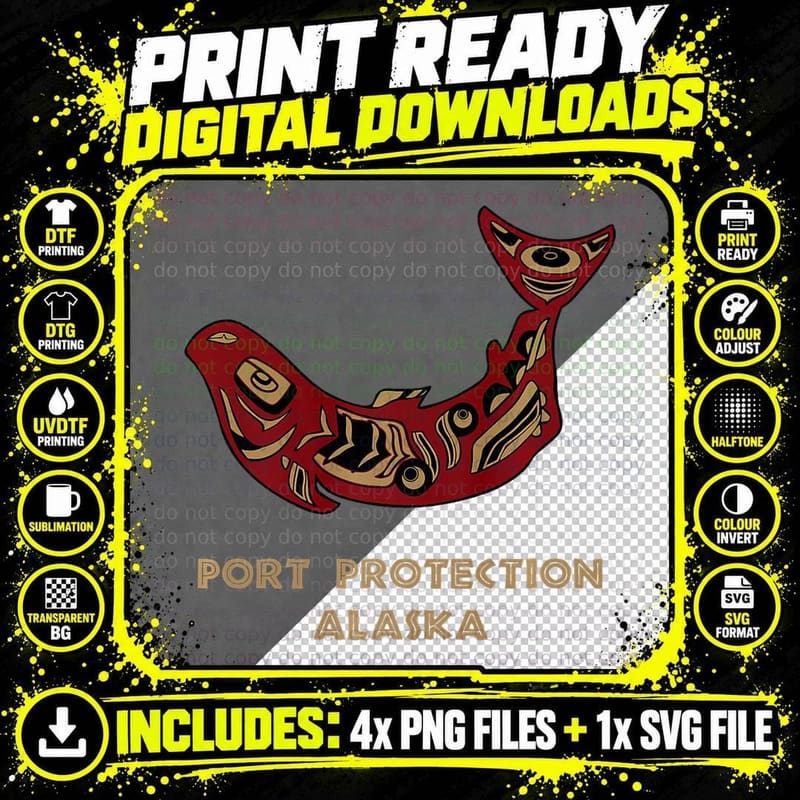 Port Protection Alaska Native American Salmon Fishermen Png SVG Digital Bundle