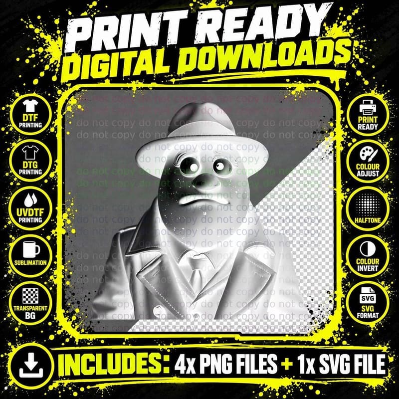 Private Detective with a Potato Face T-Shirt Png SVG Digital Bundle