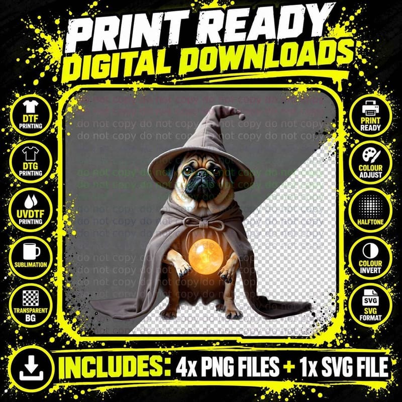 Pug Wizard Master of Naps Gift T-Shirt Png SVG Digital Bundle