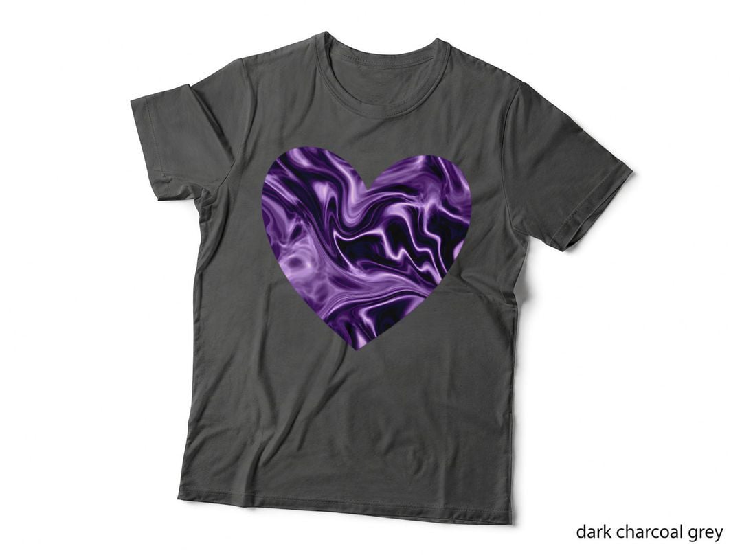 Purple Marble Swirl Liquid Heart Love Graphic Aesthetic T-Shirt