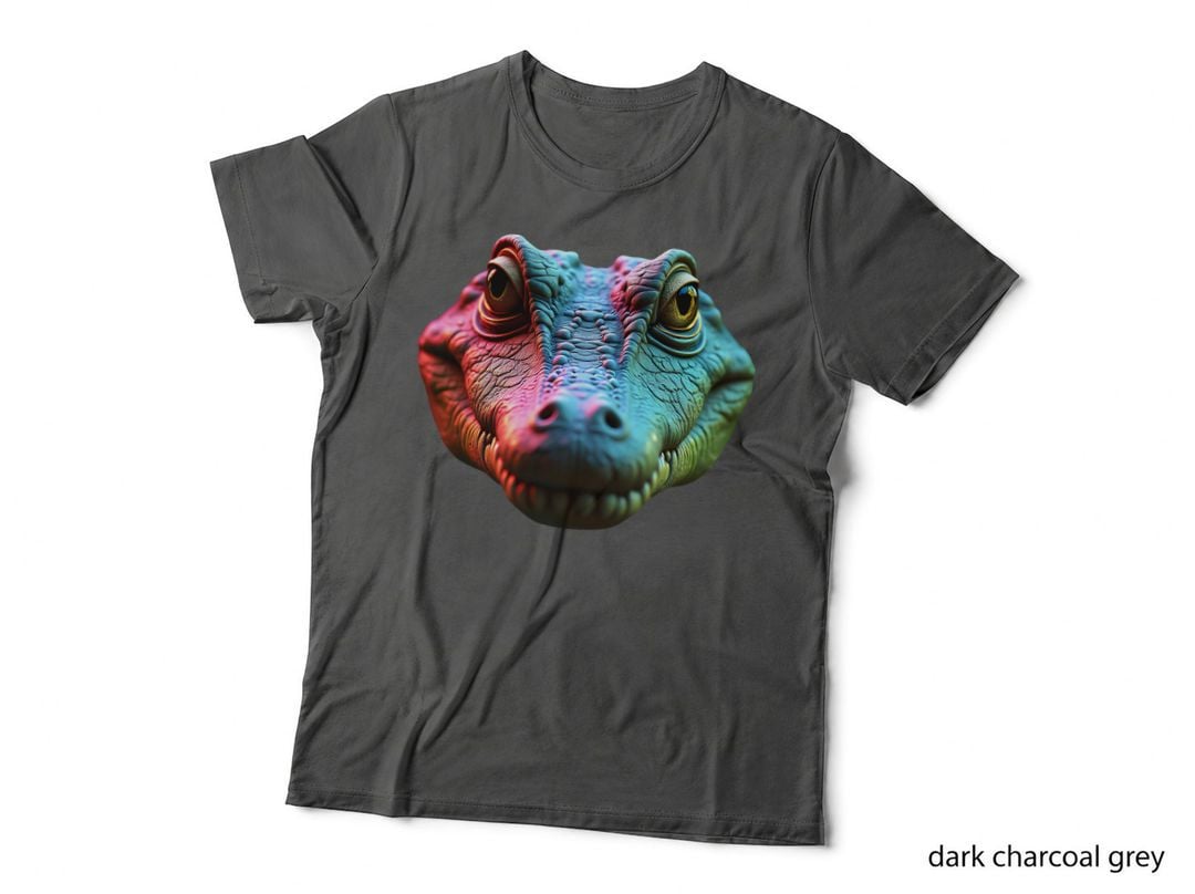 Realistic Crocodile Head Glowing Red Green Eyes Wild T-Shirt