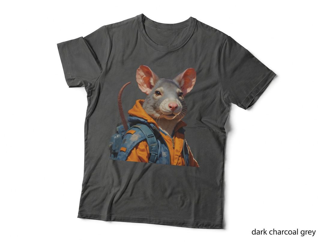 Realistic Gray Rat Orange Hoodie Blue Tactical Vest T-Shirt