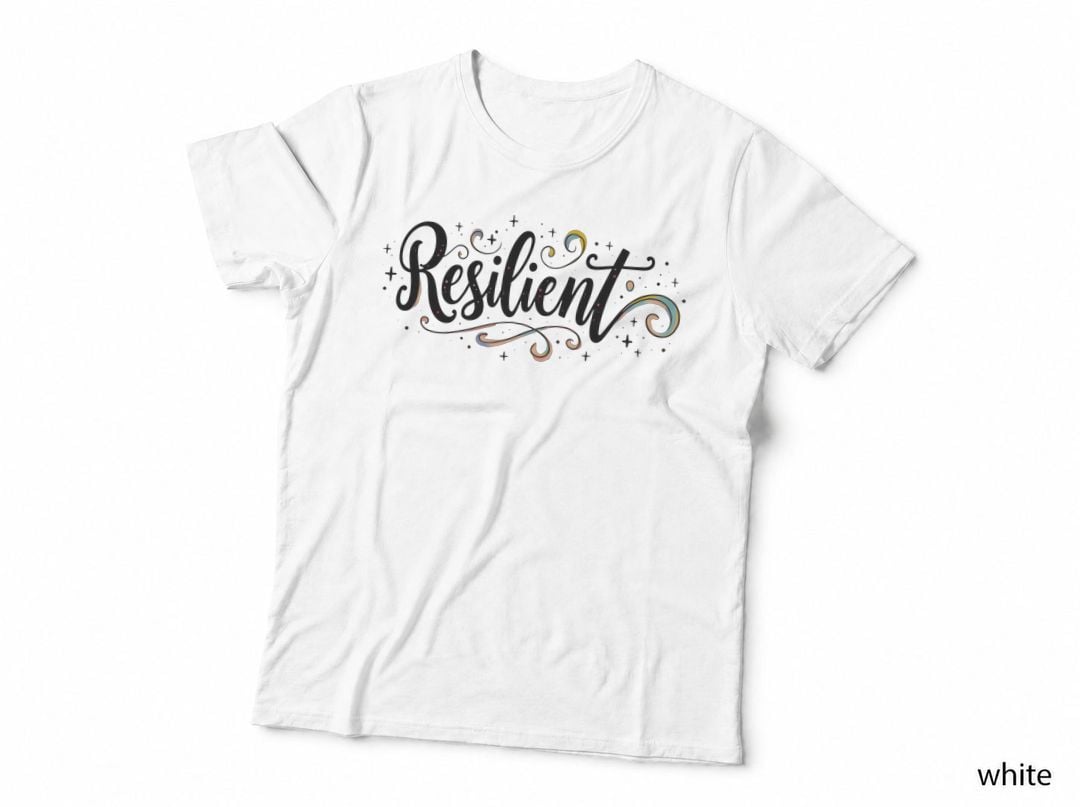 Resilient Cursive Pastel Gradient Colorful Stars T-Shirt