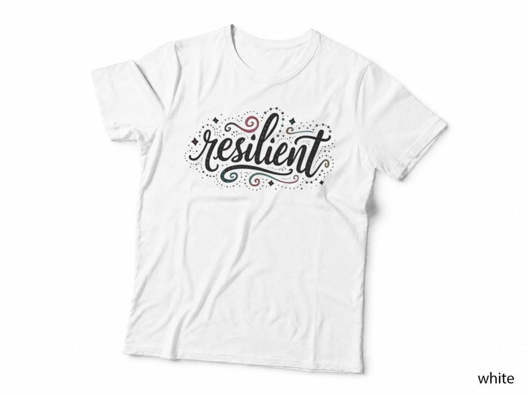 Resilient Cursive Whimsical Pink Teal Gold T-Shirt