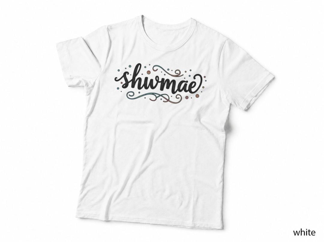 Shwmae Cursive Handwritten Gradient Swirls T-Shirt