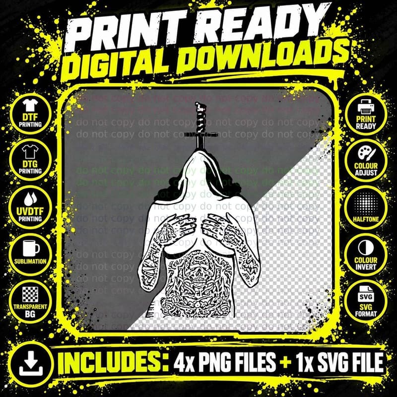 Steampunk Designs Busty Sexy Sword Swallower T-Shirt Png SVG Digital Bundle