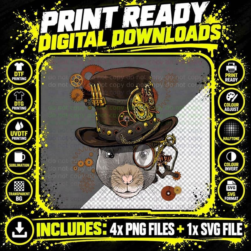 Steampunk Rat Steampunk Rat Lovers T-Shirt Png SVG Digital Bundle