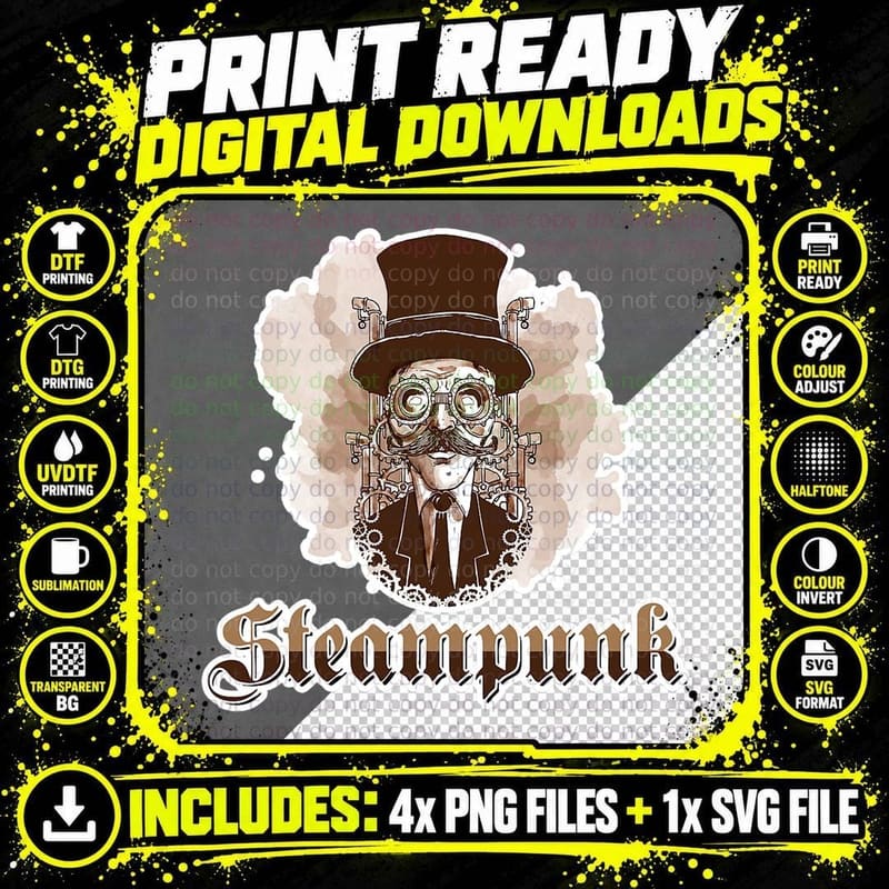 Steampunk Top Hat T-Shirt Png SVG Digital Bundle