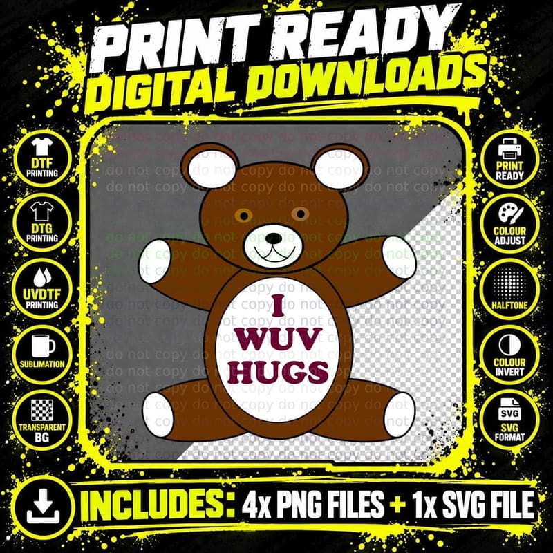 Supernatural I Wuv Hugs T-Shirt Png SVG Digital Bundle