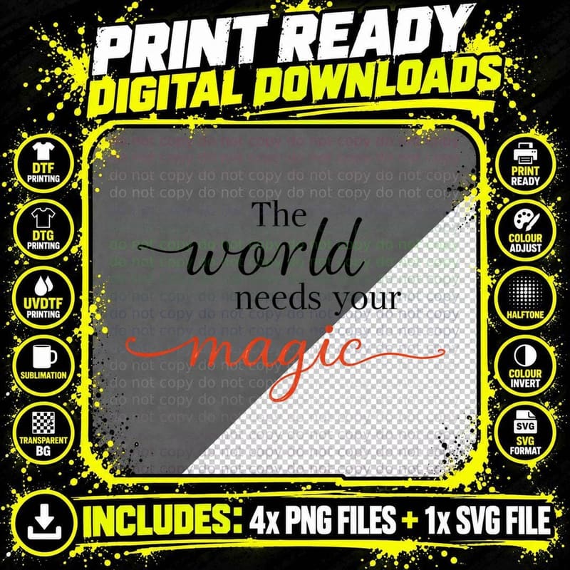 The World Needs Your Magic Vibrant Orange Cursive Font Png SVG Digital Bundle