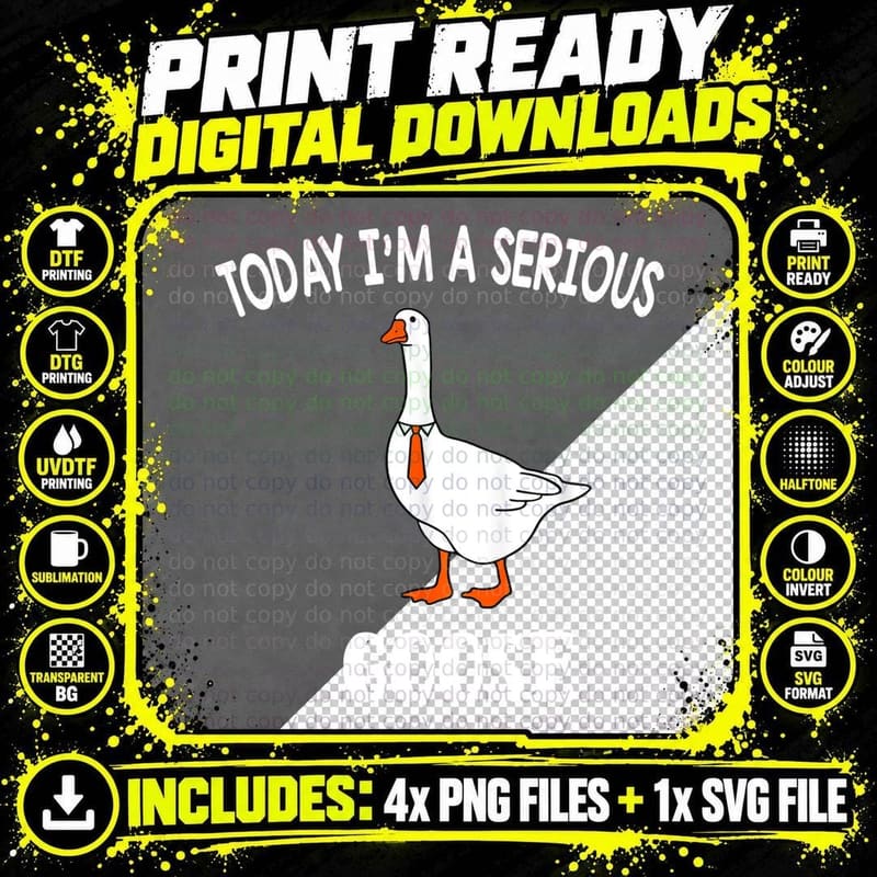 Today I'm a Serious Goose Gift T-Shirt Png SVG Digital Bundle