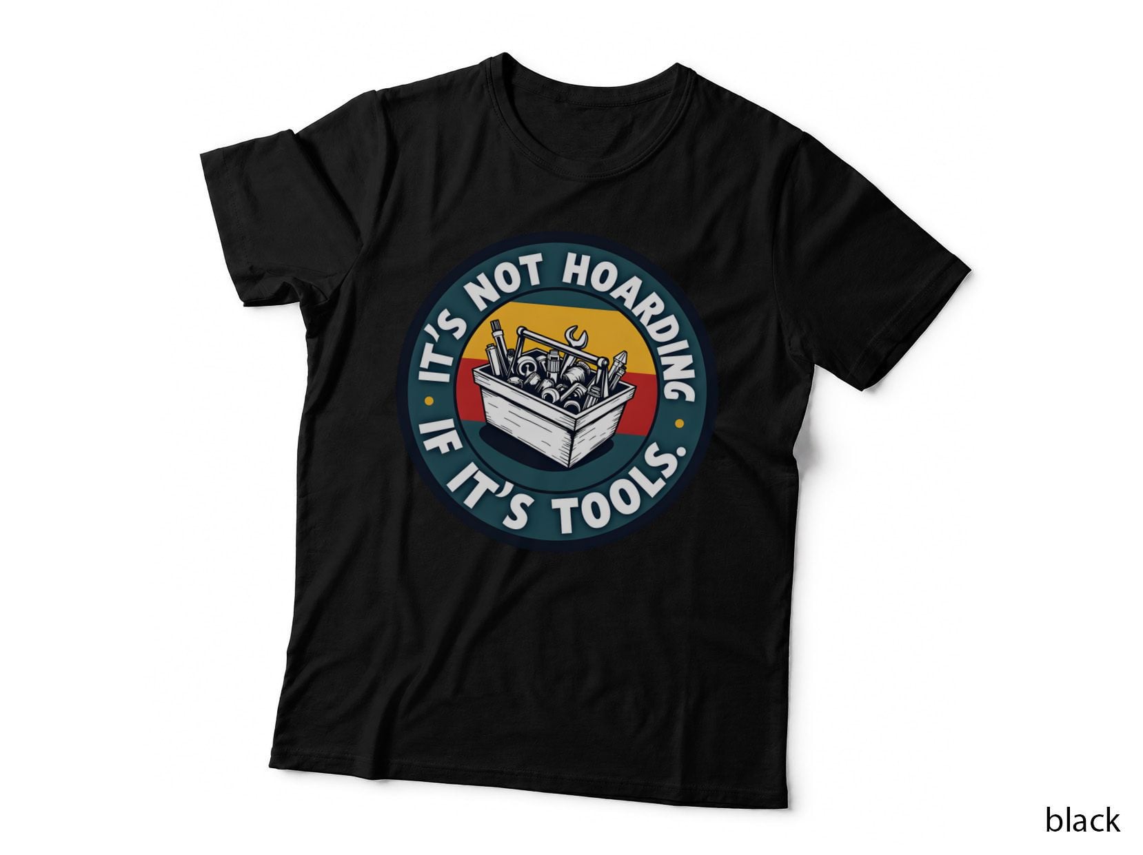 Toolbox Black White Tools Striped Circular Hoarding Humorous Statement T-Shirt