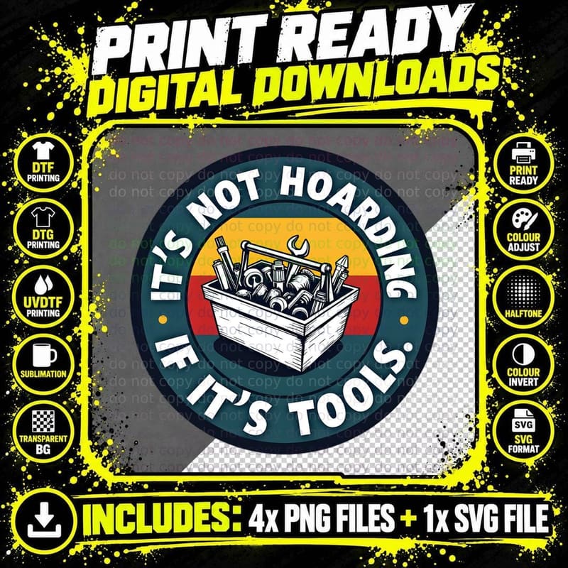 Toolbox Black White Tools Striped Circular Hoarding Png SVG Digital Bundle