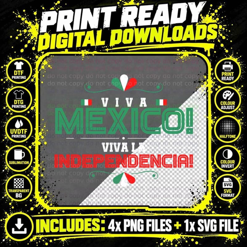 VIVA Mexico Independence Mexico VIVA La Independencia Png SVG Digital Bundle