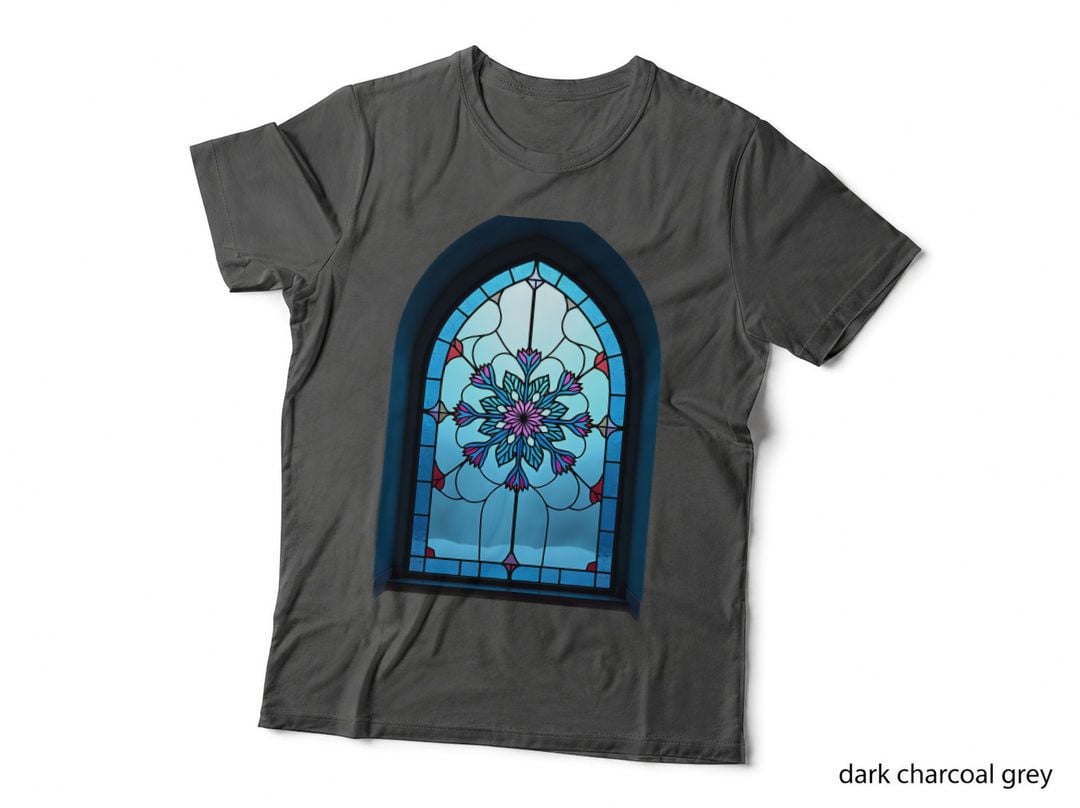 Vibrant Stained Glass Snowflake Art T-Shirt