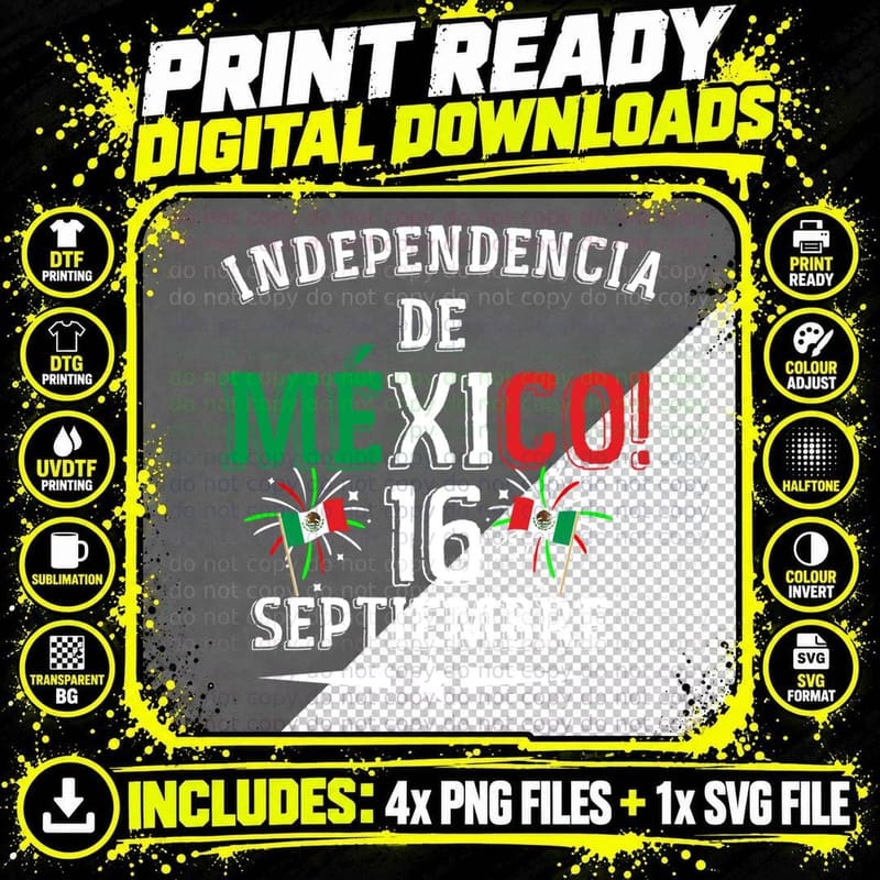 Viva Mexico 16 De Septiembre Independencia De Mexico Png SVG Digital Bundle