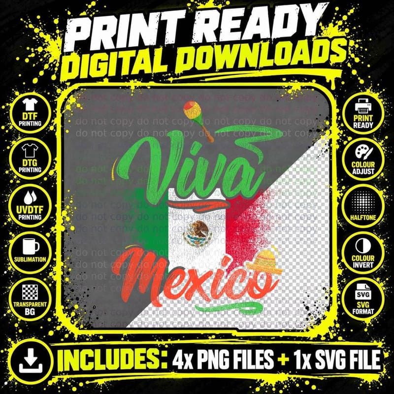Viva Mexico Gift T-Shirt Png SVG Digital Bundle