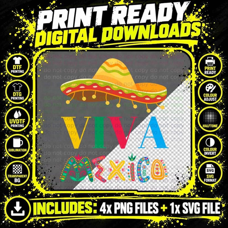 Viva Mexico Maracas Mexico Independence Viva Mexico Png SVG Digital Bundle