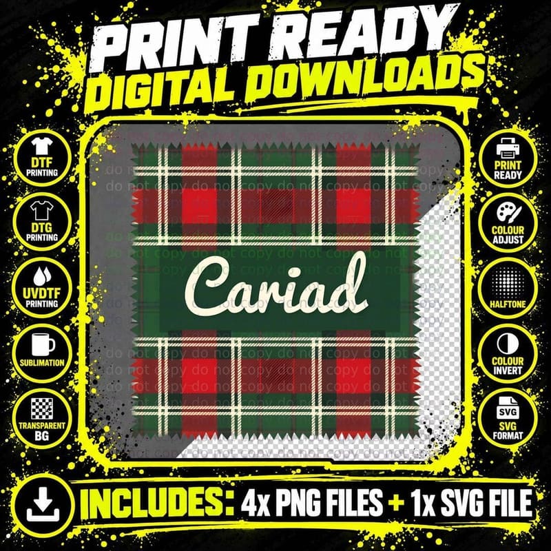 Welsh Blanket Cariad Love T-Shirt Png SVG Digital Bundle