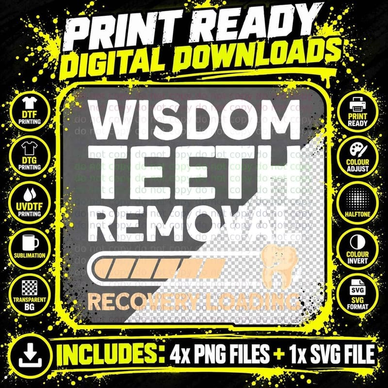 Wisdomth Removal Recovery Loading Patient Wisdom Tooth Png SVG Digital Bundle