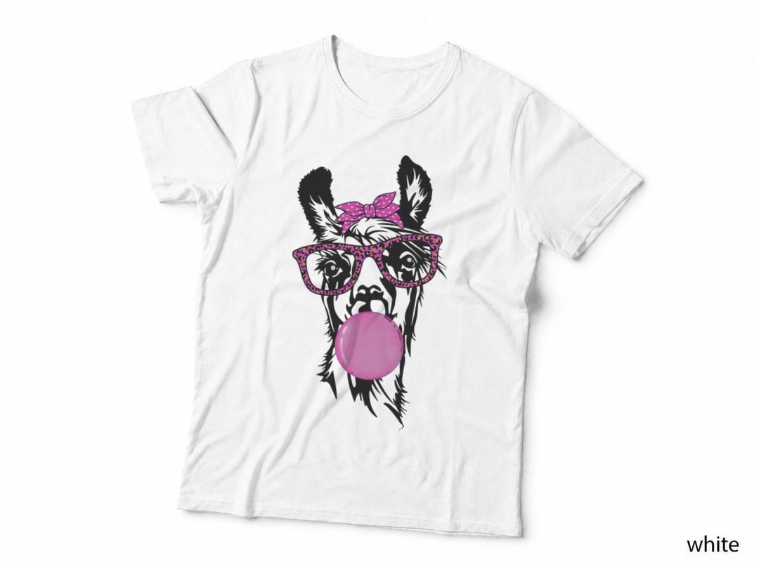 Alpaca, with Bubble Gum Bandana Glasses Lama T-Shirt
