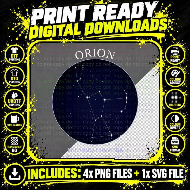 Astronomy Orion Star Constellation of Orion the Hunter Png SVG Digital Bundle