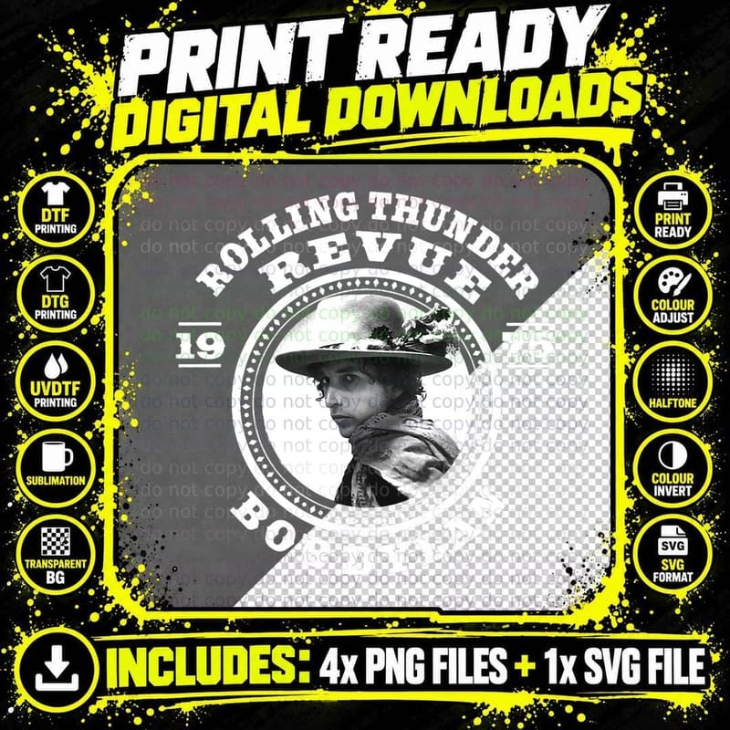 Bob Dylan - Revue T-Shirt Png SVG Digital Bundle