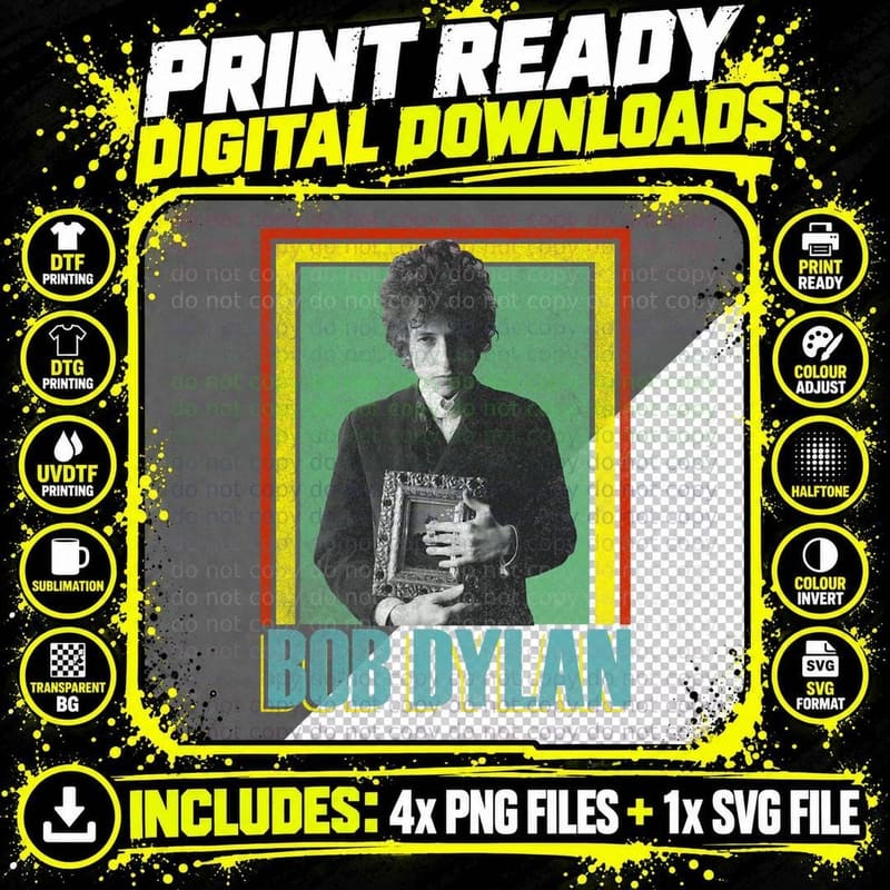Bob Dylan Official Holding Picture Photo T-Shirt Png SVG Digital Bundle