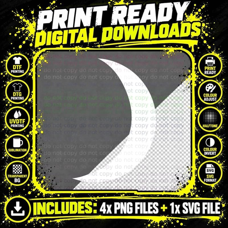 Cool Big White Crescent Moon Astronomy T-Shirt Png SVG Digital Bundle