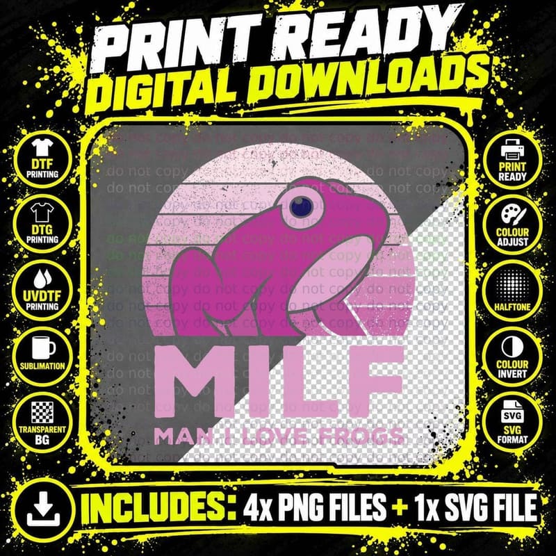 Cute Frog Stuff I Heart MILF Man I Love Frogs T-Shirt Png SVG Digital Bundle