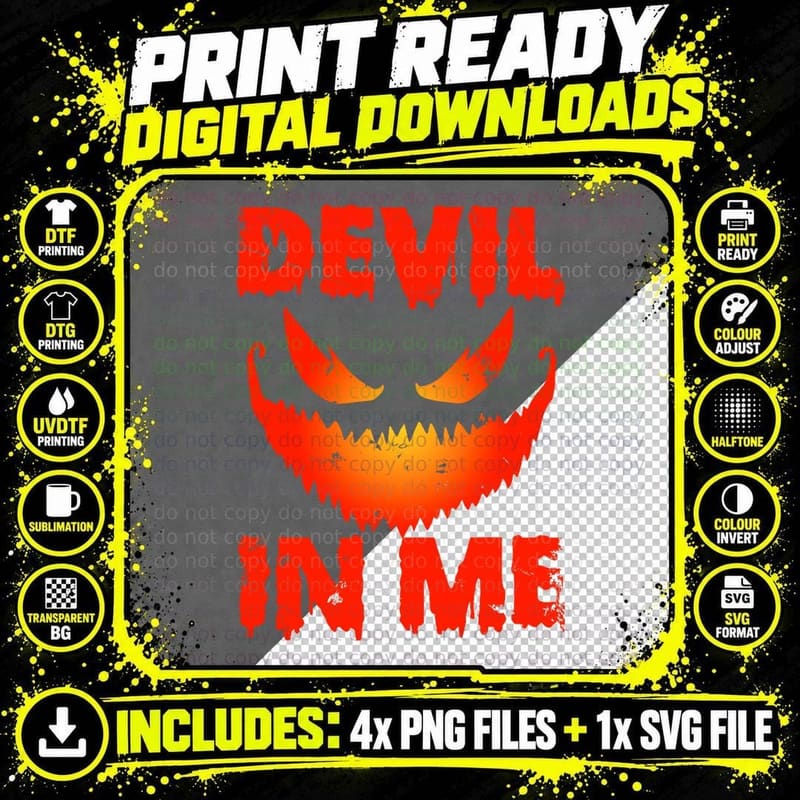 Devil in Me Evil Satan T-Shirt Png SVG Digital Bundle