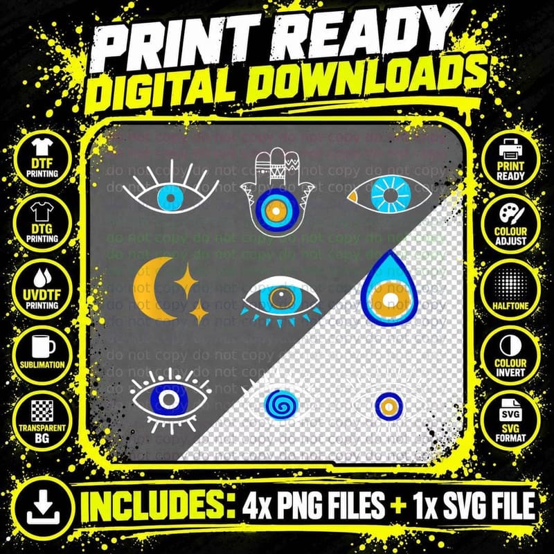 Evil Eye Curse Protection Seeing Eyes Evil Eye Png SVG Digital Bundle